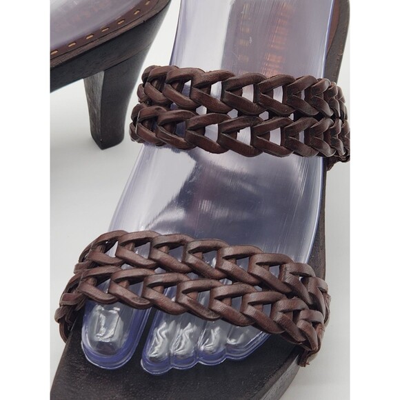 Gianni Bini Loop-T-Loop Sandal Heels Womens Sz 9.5 Brown Leather Boho Hippie 70s - Picture 2 of 12